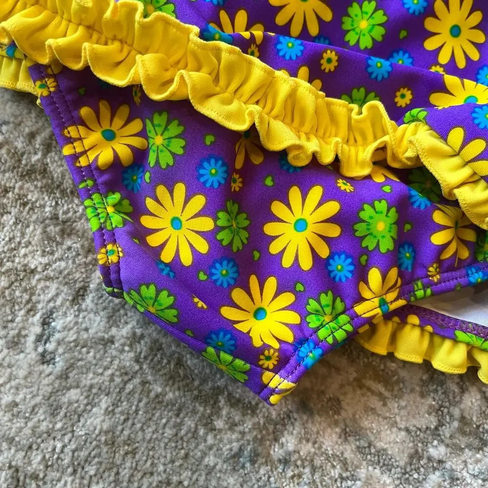 Vintage Carters Purple Floral Bathing Suit 12 Months